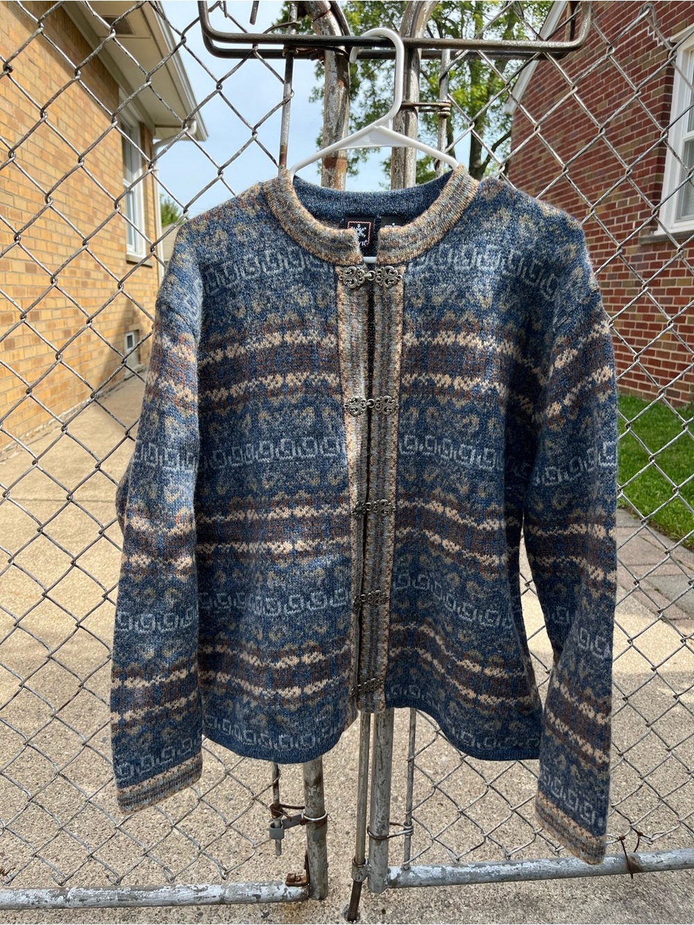 100% wool Navy and Cream Fair Isle Teddy Jacket